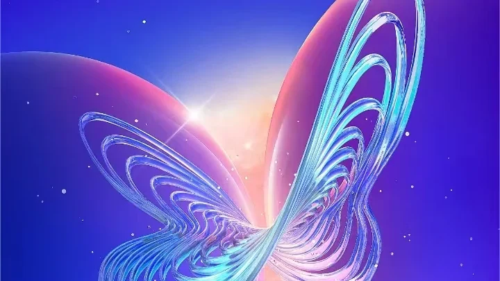 金蝶集团周年庆典晚会的蓝紫色蝴蝶主视觉